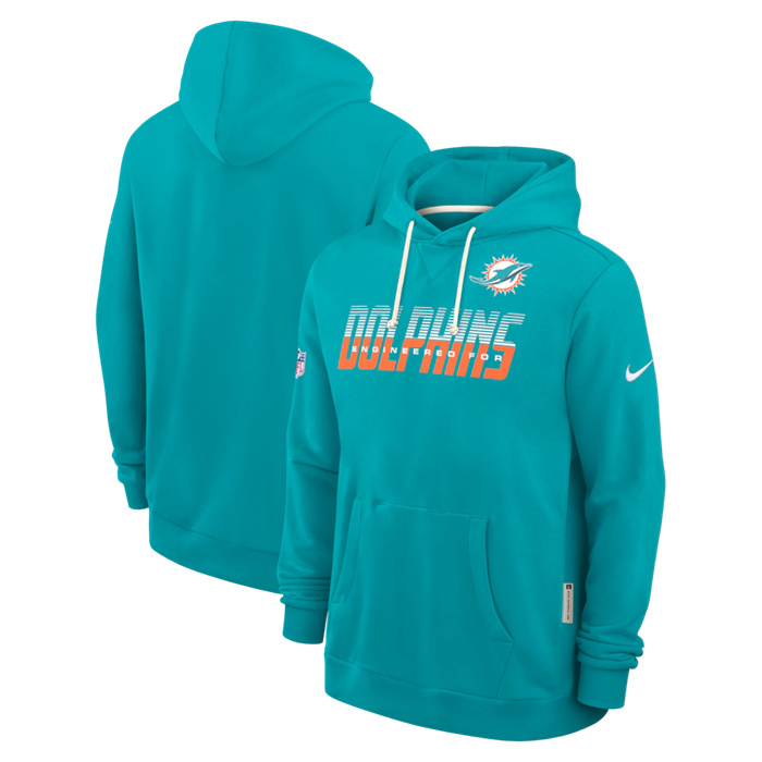 Men's Miami Dolphins Aqua Sideline Standard Issue Top Prospect Dri-FIT Hoodie